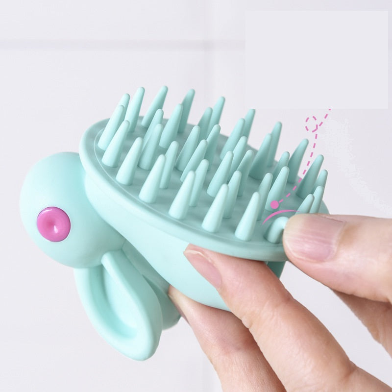Gentle, Soft Rubber Shampoo Brush for Kids' Scalp Massage