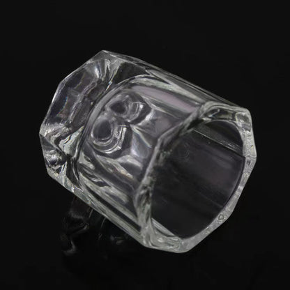 Nail Art Brush Cleaning Cup - Thick Glass Hexagonal Cup